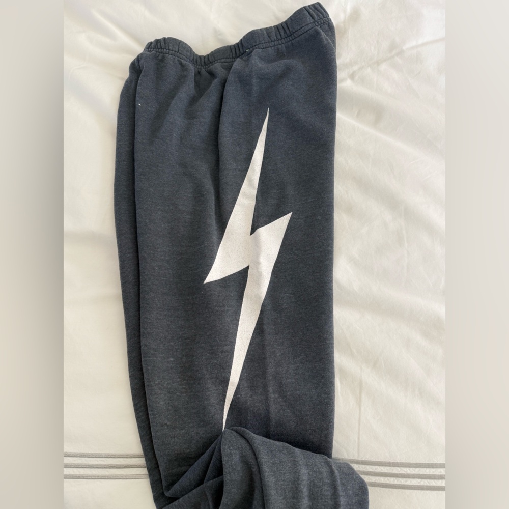 Aviator Nation Charcoal Sweatpants with White Bolt